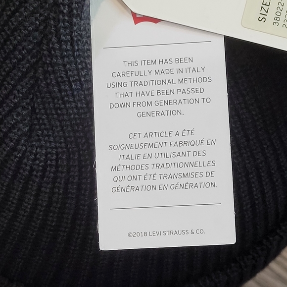(NWT) LEVI STRAUSS MADE IN ITALY WINTER HAT 100%WOOL SOLID BLACK ONE SIZE - Picture 8 of 10